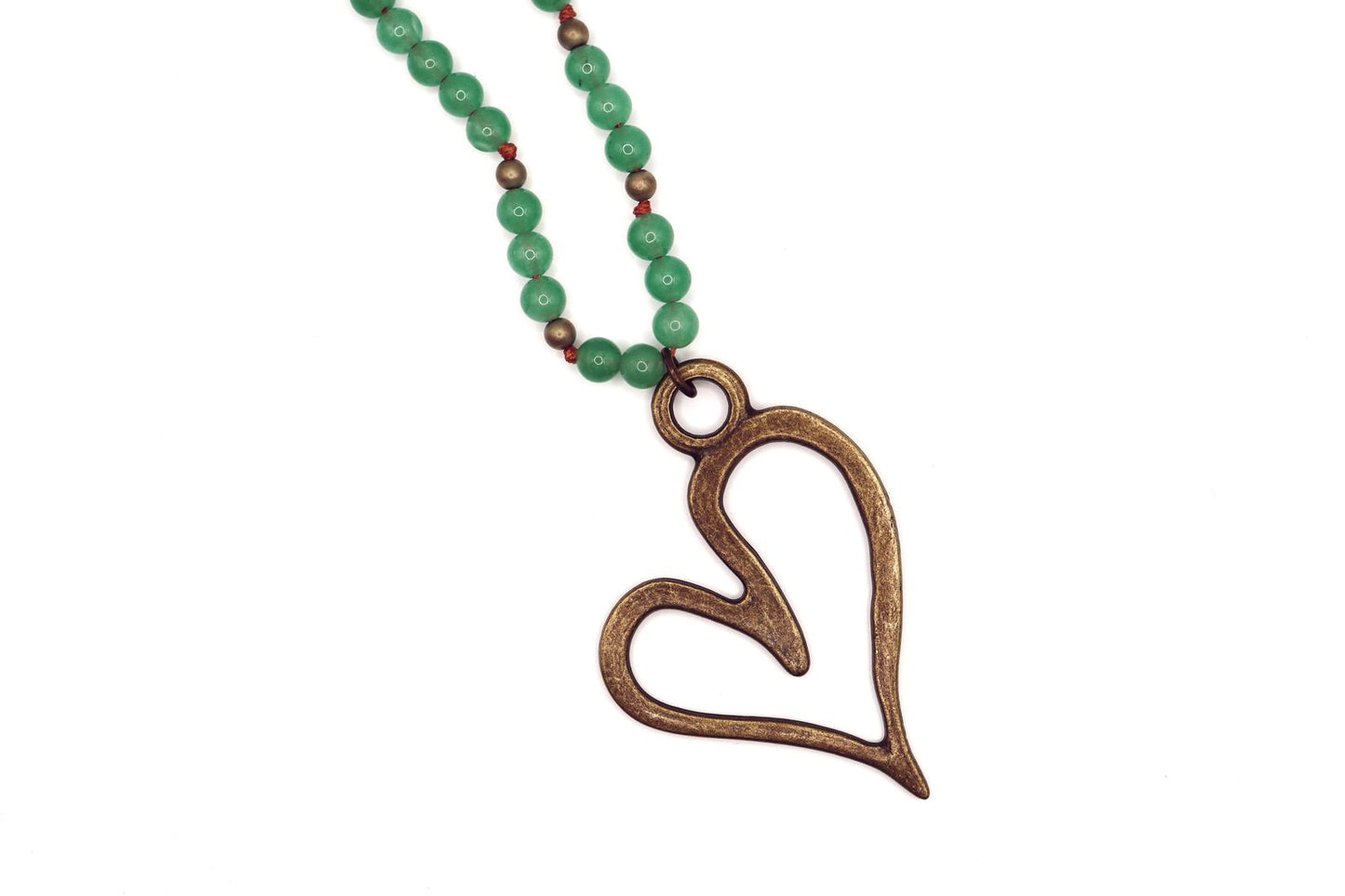 Collar de Ágata verde con Dije de Corazón